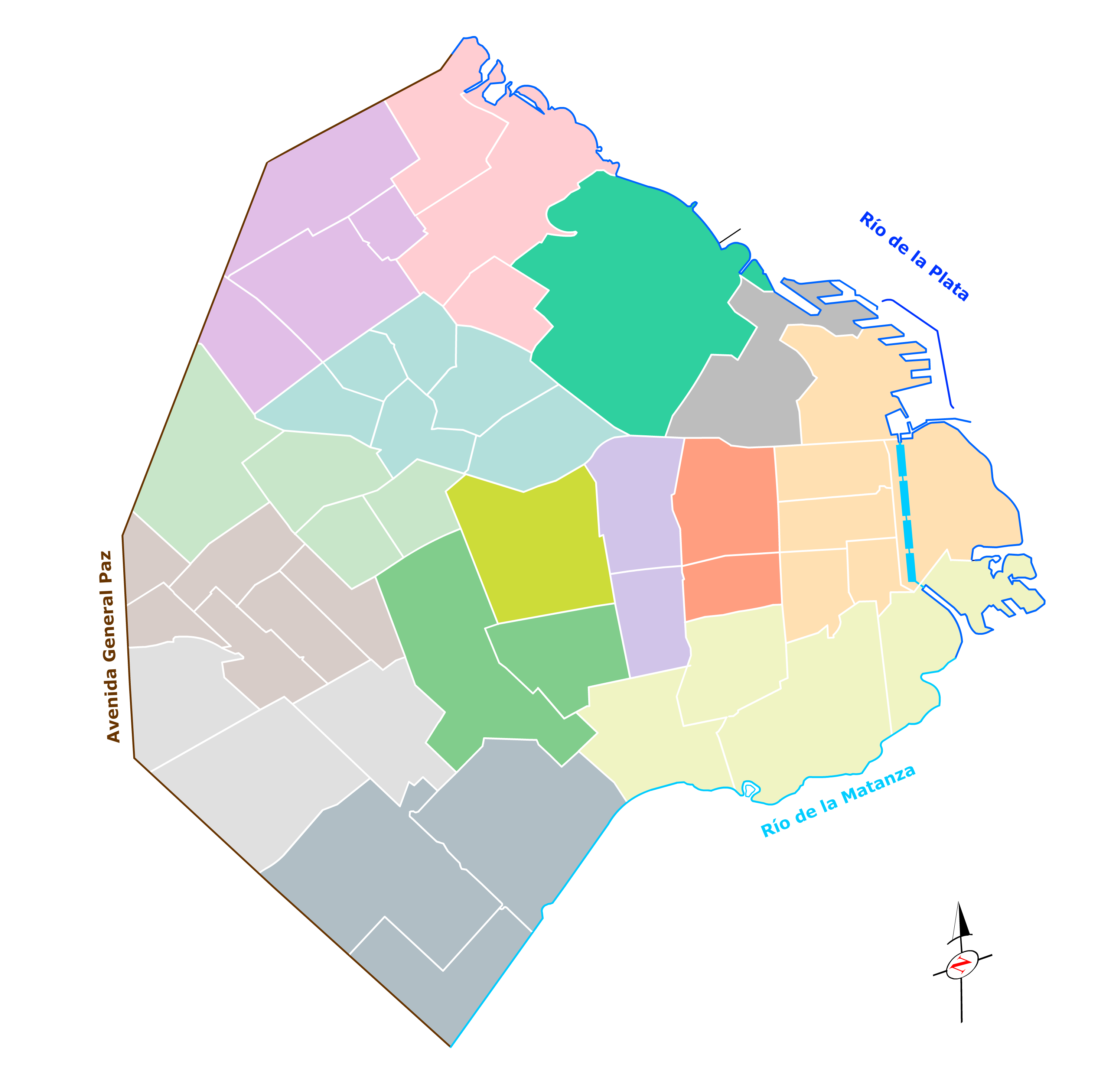 Mapa de comunas de CABA