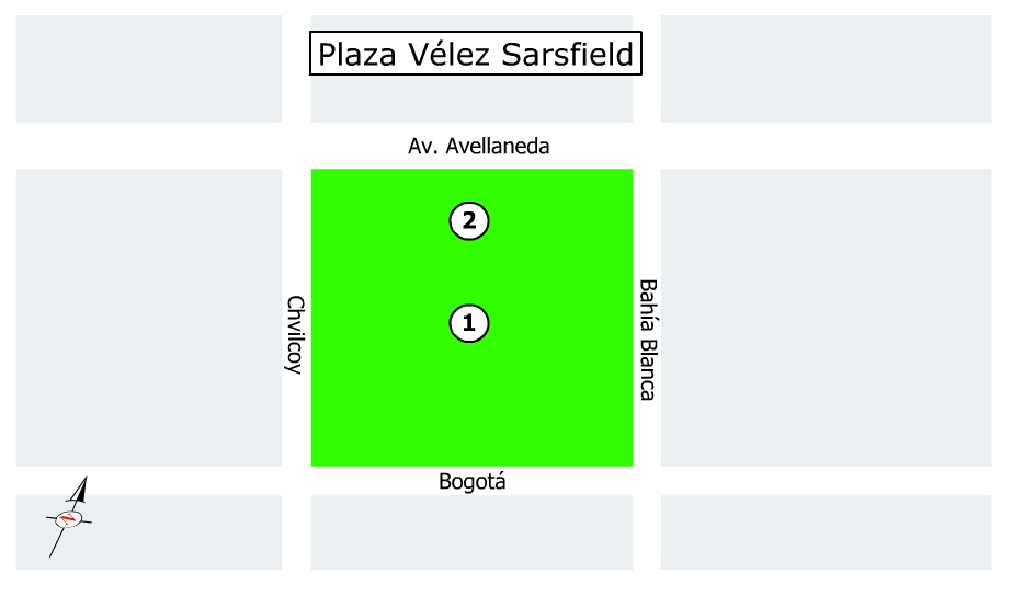Plano de Plaza Vélez Sarsfield