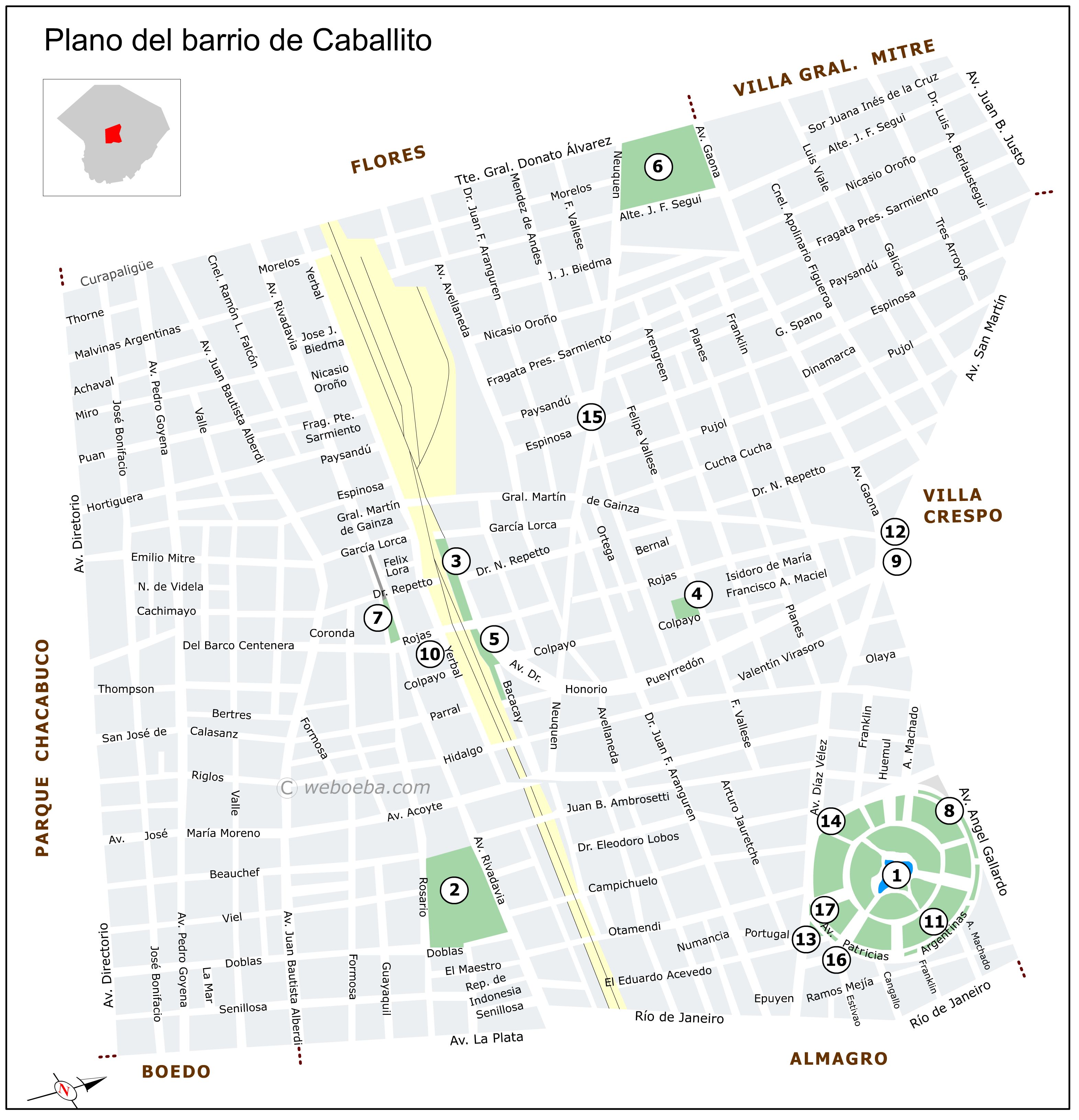 Plano del barrio de Caballito