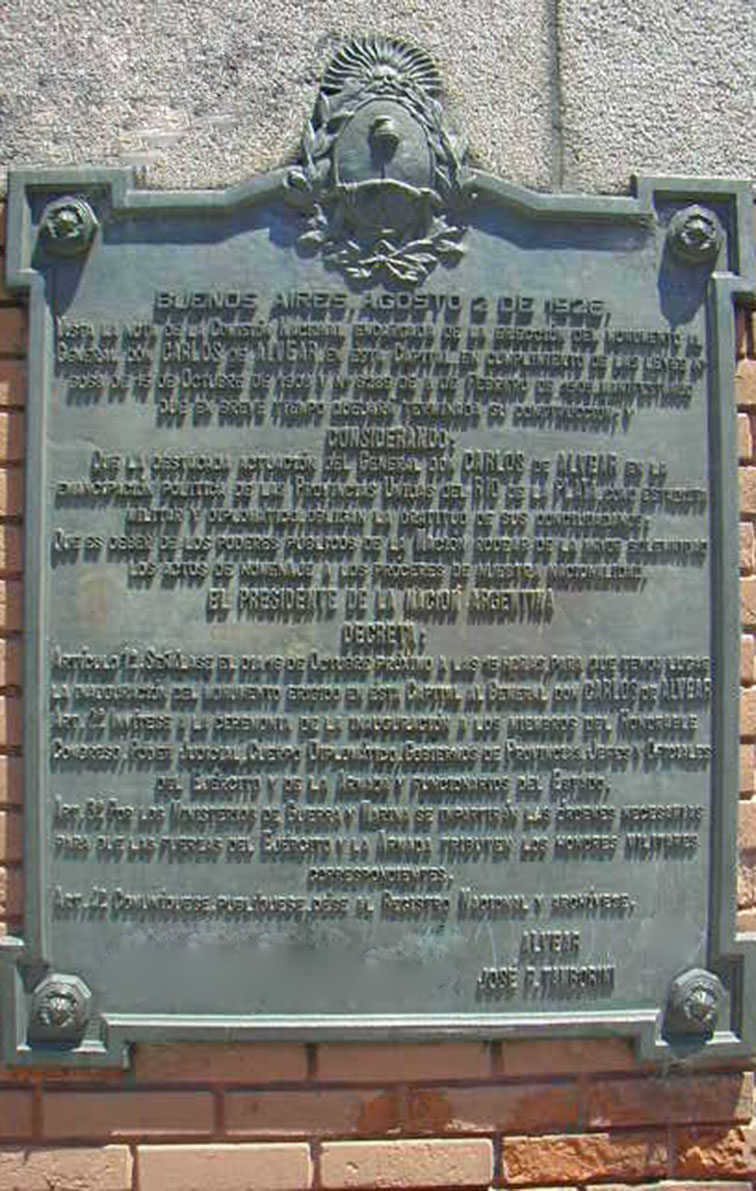 Inauguración Monumento al General Carlos María de Alvear