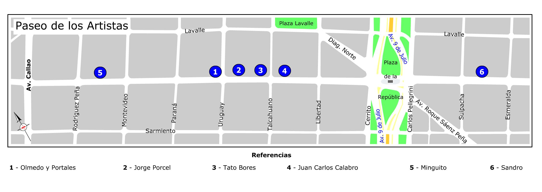 Plano Paseo de los Artistas